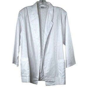 Vintage All Hours  No Close Blazer Jacket White Eyelet Embroidered Lightweight L
